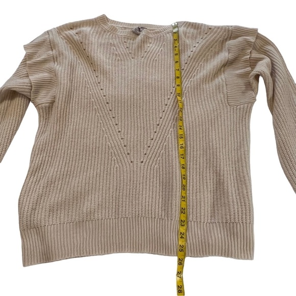 Misa Los Angeles Ruffle Flutter Sleeve Knit Sweater XL beige neutral feminine - Picture 8 of 14